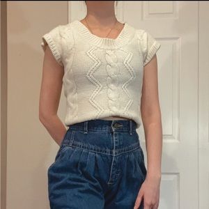 Vintage OP cable knit short sleeve sweater
